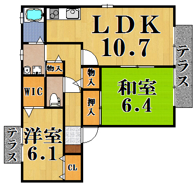 ルミエール平城Ｂ 間取り図