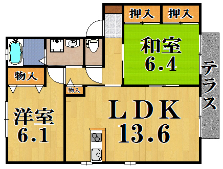 ルミエール平城Ａ 202号室 間取り