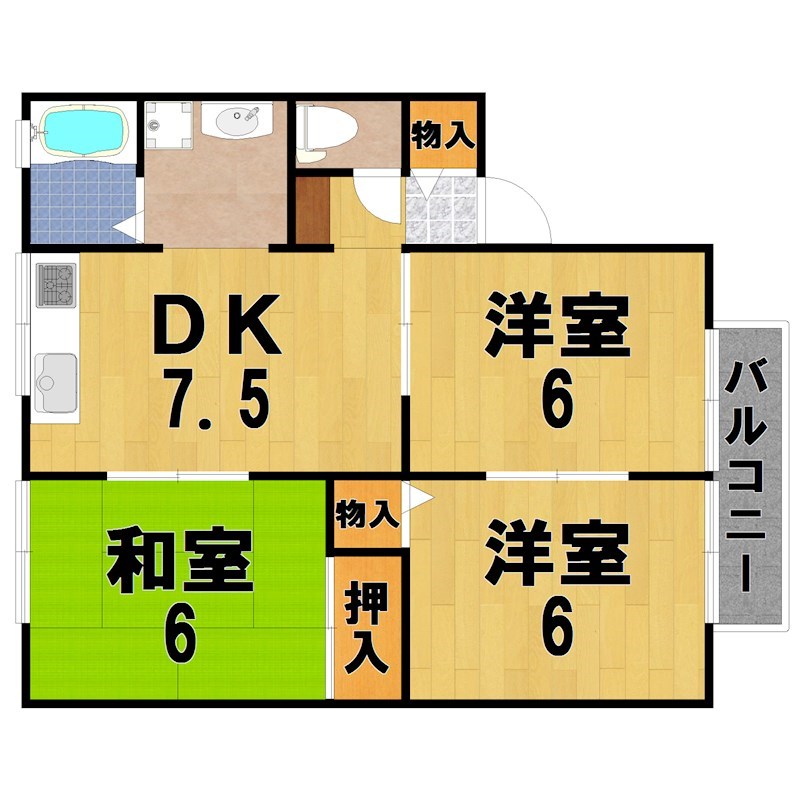 サニーコート岸田 101号室 間取り