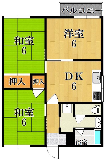 グリーンハイツ 205号室 間取り