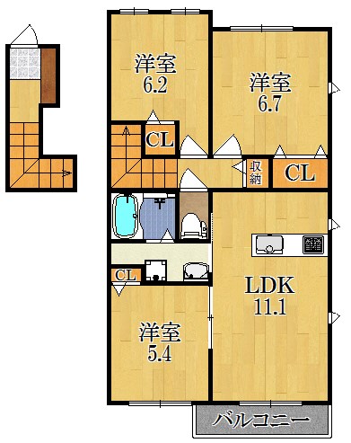 シャーメゾンつぶろＢ棟 201号室 間取り