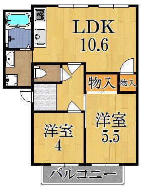 ディアスＢ棟 205号室 間取り
