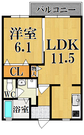 亜門ハウス 201号室 間取り