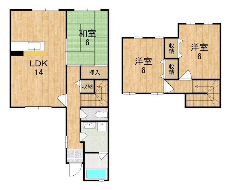 バーベナ朱雀１号 2号室 間取り