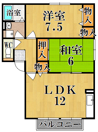 プリシェ加茂 202号室 間取り