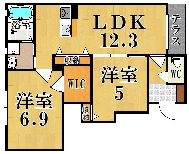 レガリア加茂 105号室 間取り