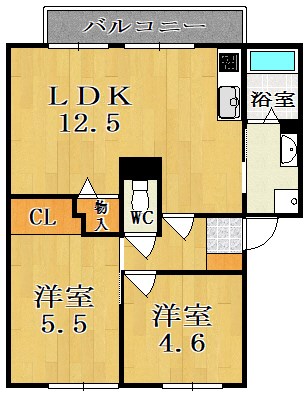 アスティオン飛鳥 C102号室 間取り