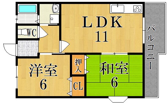 Ｒ‐16郡山ハイツⅡ 間取り図