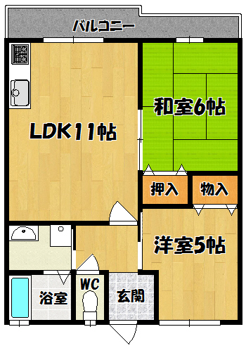 Ｒ‐16郡山ハイツⅡ 間取り図