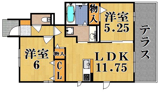 ソレイユ　ルヴァン　Ｂ棟 102号室 間取り