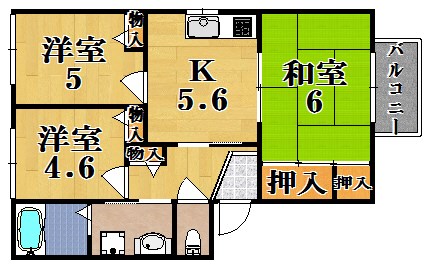 フォレスト木津 205号室 間取り