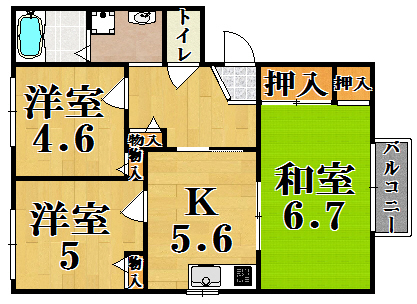 フォレスト木津 103号室 間取り