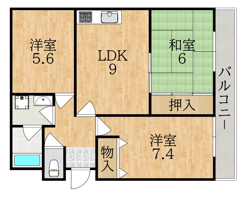 ｉｏ学園前Ⅲ 201号室 間取り