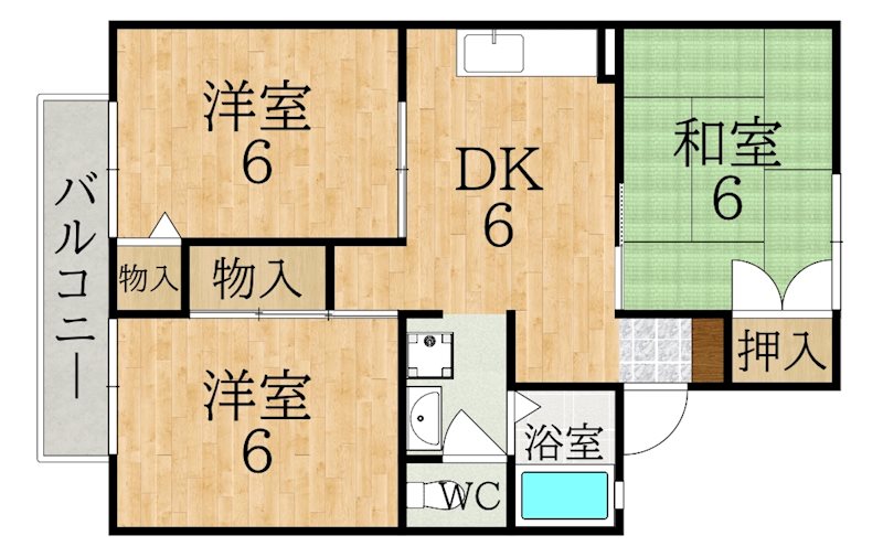 アゼリオ学園前Ｂ 202号室 間取り