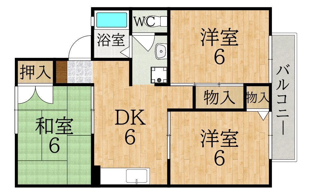 アゼリオ学園前D 202号室 間取り