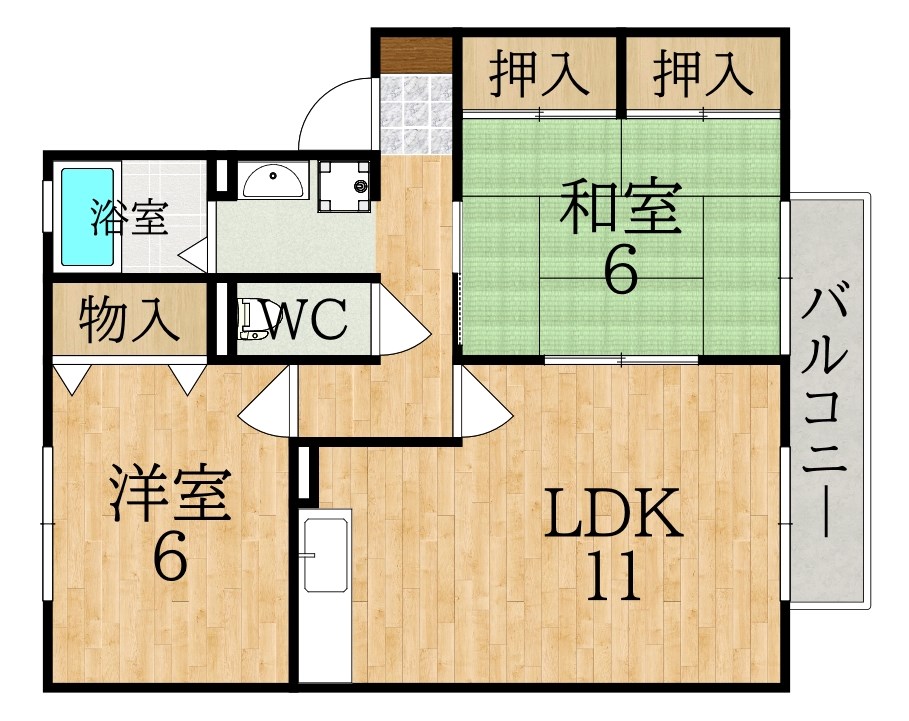 サニーハイツ・学園中 203号室 間取り