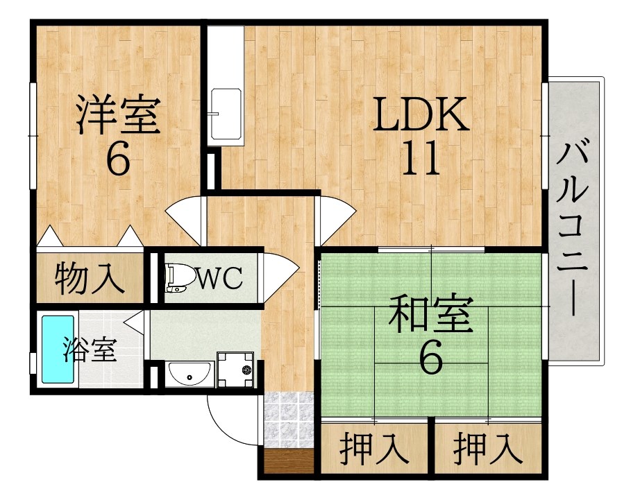 サニーハイツ・学園中 102号室 間取り