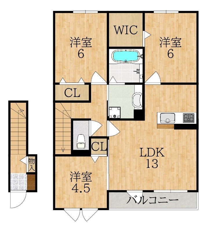 サンロード学園前 202号室 間取り