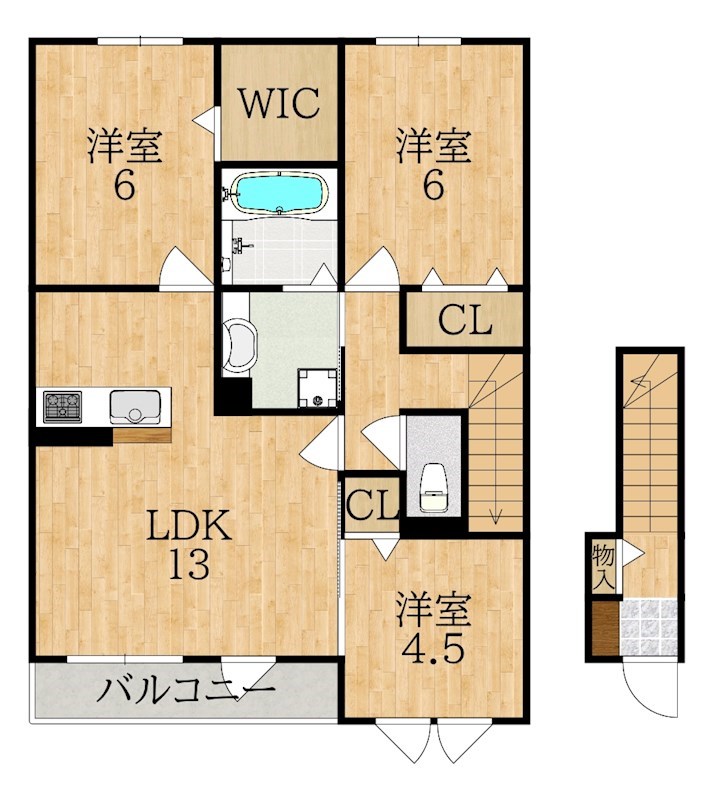 サンロード学園前 203号室 間取り