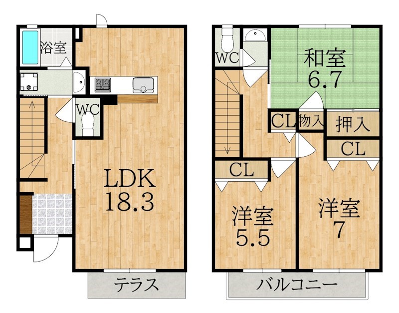 昴の郷学園前Ａ棟 102号室 間取り
