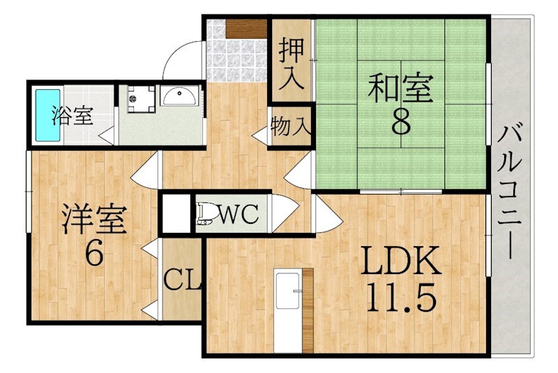 ファミーユ学園前 203号室 間取り