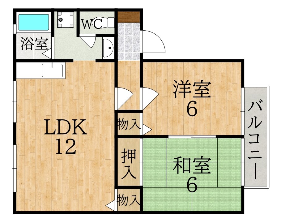 サンビレッジ学園前東坂Ａ棟 102号室 間取り