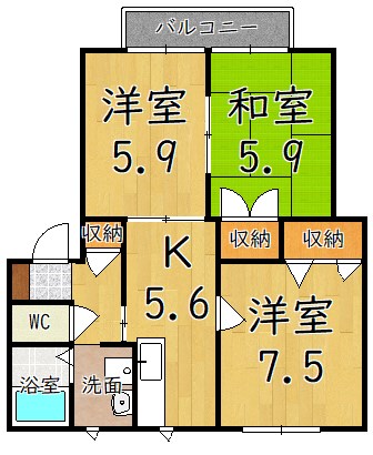 葛城ｇａｒｄｅｎｓＣ 201号室 間取り