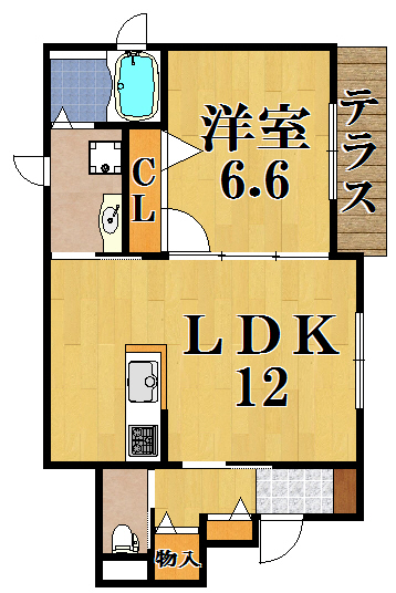 アグレアーブル 103号室 間取り