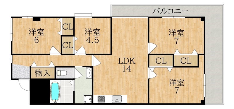 グランドパレス学園前Ｄ 間取り図