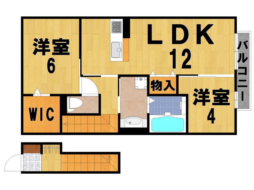 グランディール 206号室 間取り