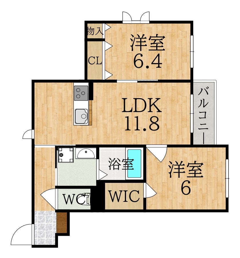 アクシアＡ棟 201号室 間取り