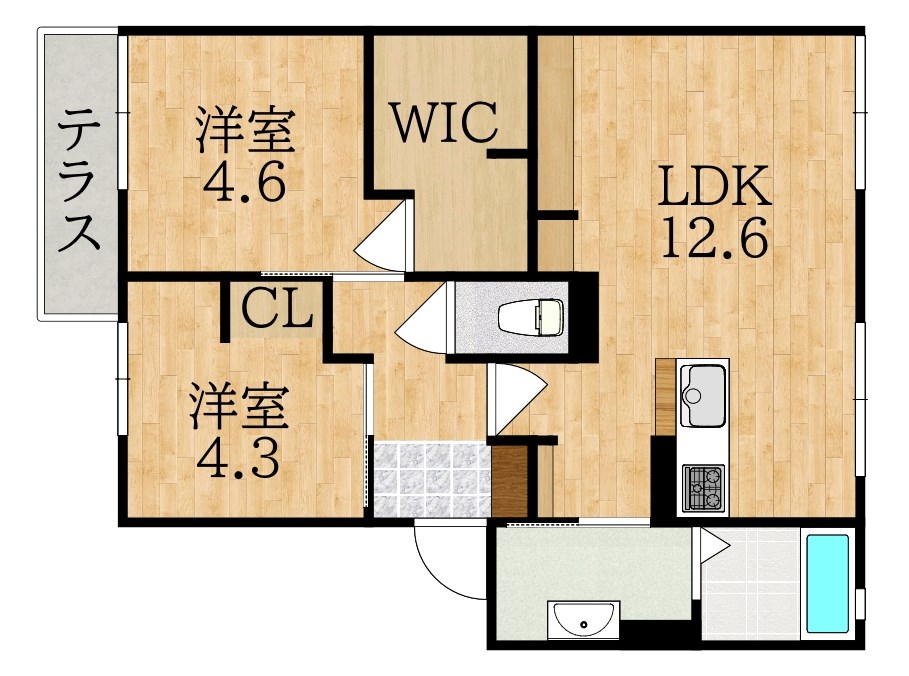 デサロージュ学園前Ａ 間取り図