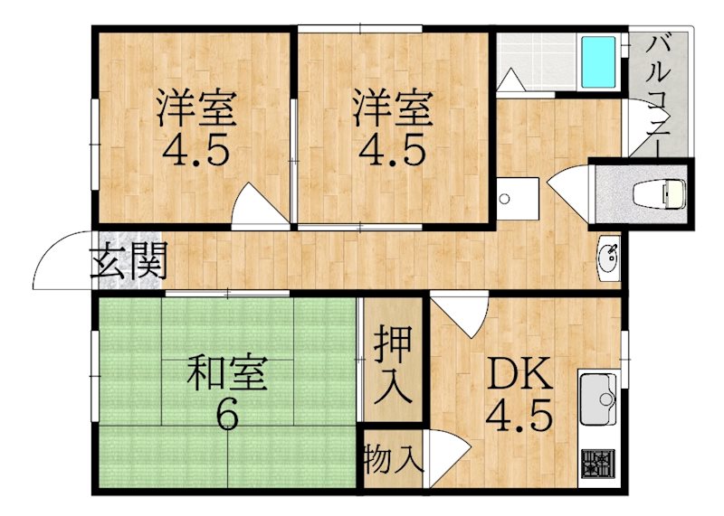 上村アパート 201号室 間取り