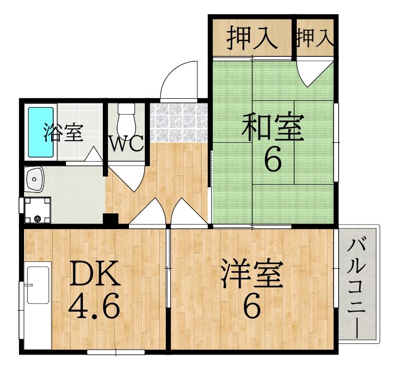 クレセール学園前Ｂ棟 203号室 間取り