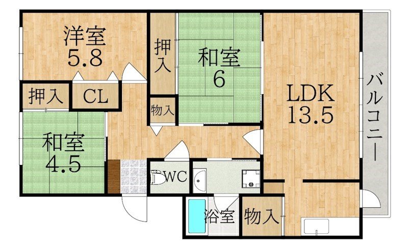 ソル・レヴェンテ学園前 102号室 間取り