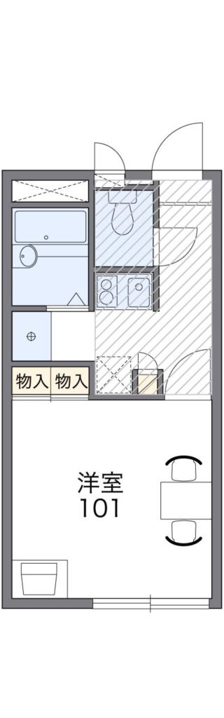 レオパレスＩＲＩＳＣＯＵＲＴ 111号室 間取り
