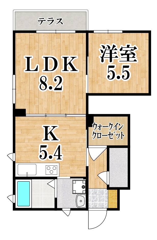 ラフィーネ三室参番館 A101号室 間取り