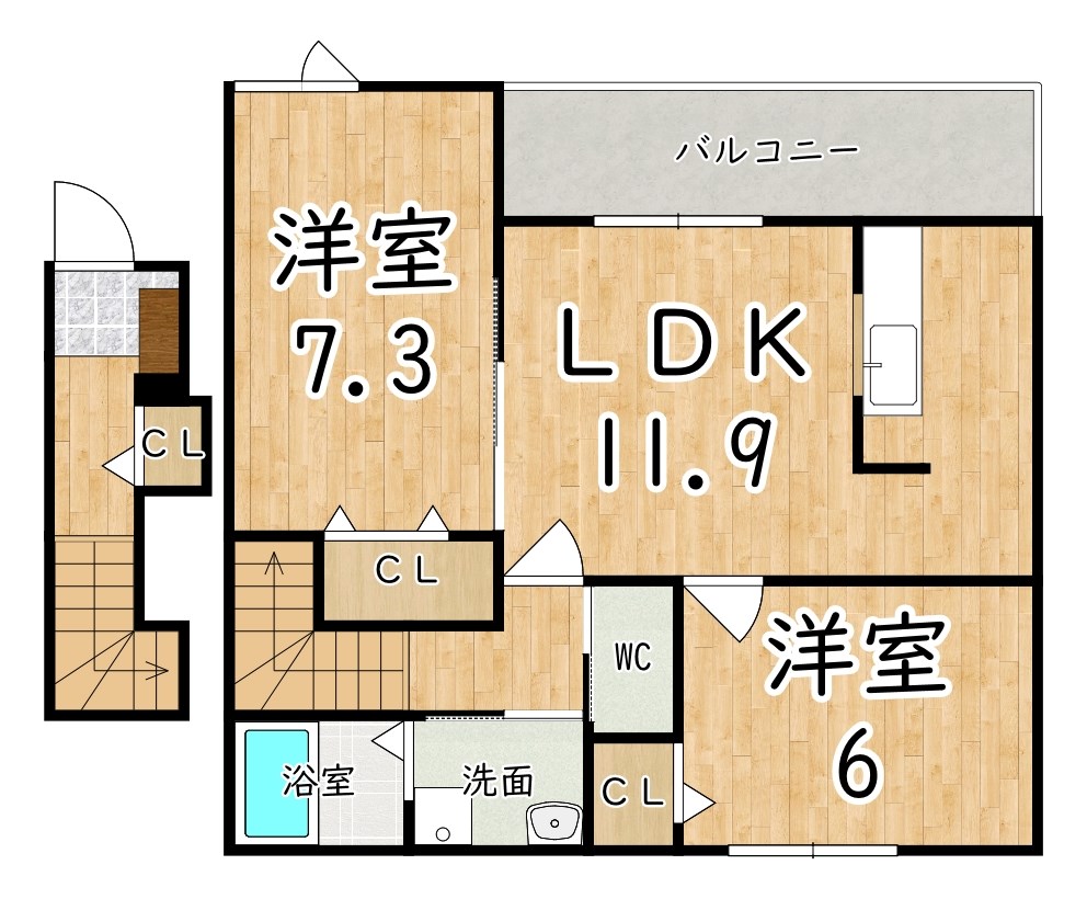 グラン　ジェルメⅡ 202号室 間取り