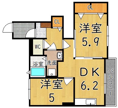 シャンテフルール 102号室 間取り