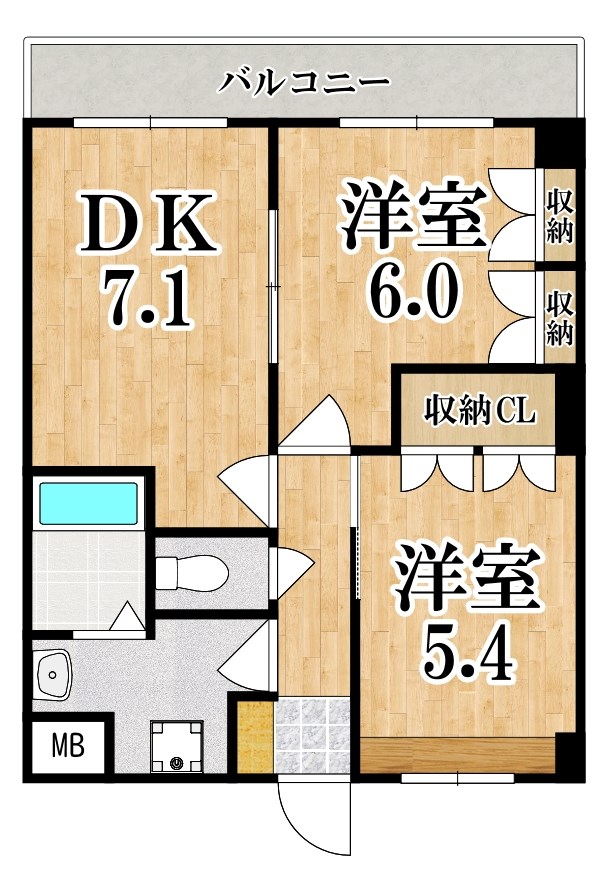 パステルコート二上 202号室 間取り