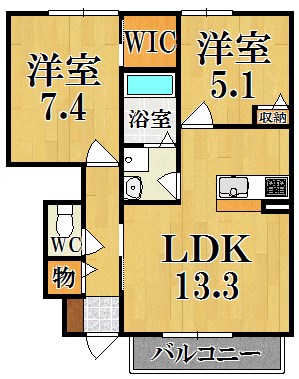 ファミールなかい 102号室 間取り
