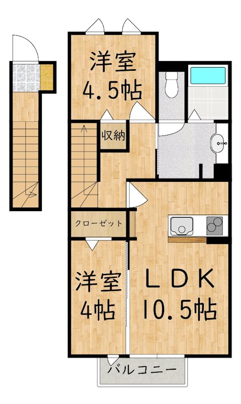 ヴィルヌーブＡ棟 201号室 間取り