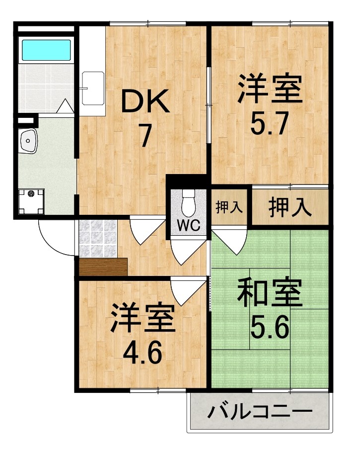 ハイツ池田Ｂ棟 202号室 間取り