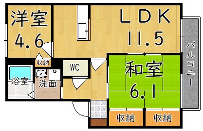 グランブルーＤ 201号室 間取り