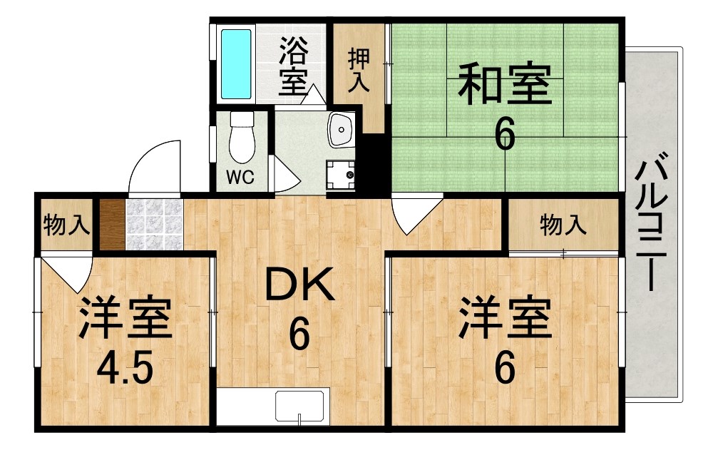 舟戸ハイツ南棟 202号室 間取り