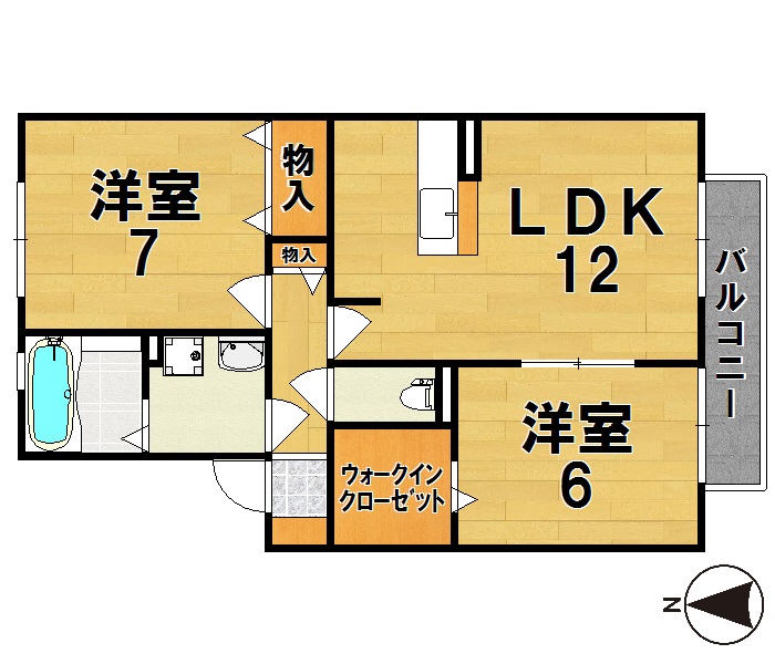 ルミエール南生駒Ⅲ 203号室 間取り