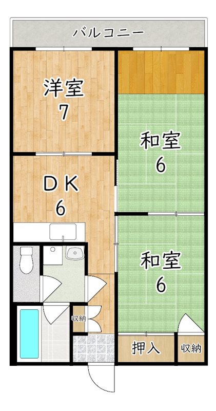 グランコート香芝 202号室 間取り
