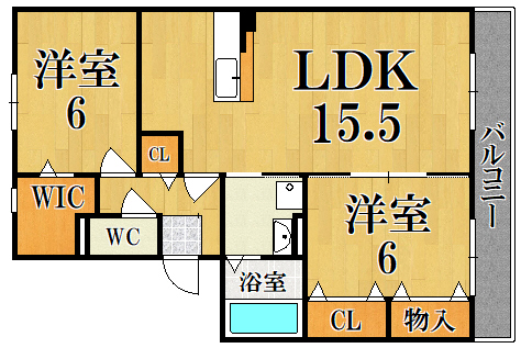 リビングタウン南生駒Ａ棟 間取り図