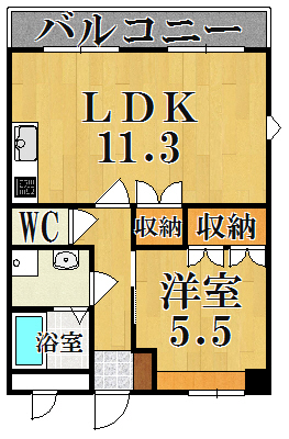 リバティヒルズ朝霧 206号室 間取り