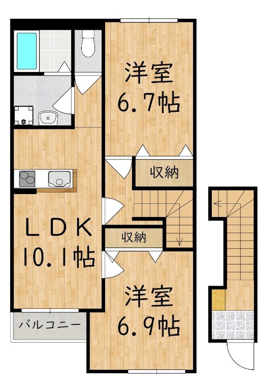 ツインズ北今市Ｓ 201号室 間取り